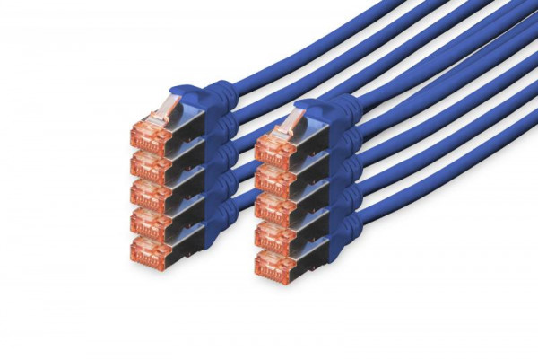 DIGITUS CAT 6 S/FTP Patchkabel, 10 Stück, 1m, blau