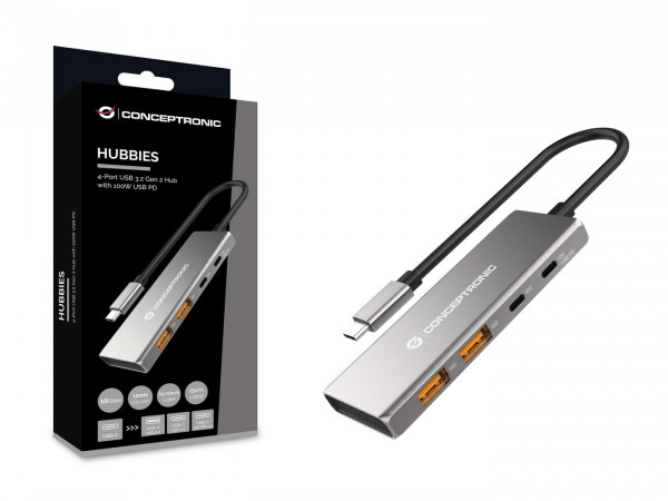 CONCEPTRONIC Dock USB-C->2xUSB-C,2xUSB-A,100WPD o.N.0.25m gr