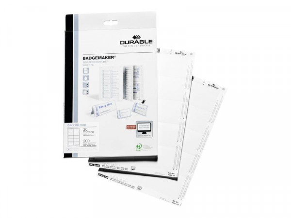 DURABLE Einsteckschilder Badgemaker 54x90 mm 200 Stck weiß