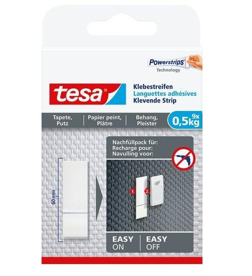 tesa Klebestreifen Tapete & Putz bis 0,5kg 9St.