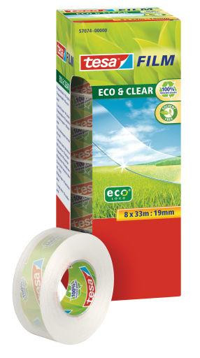 tesafilm eco&clear 8 Rollen 33m 19mm Office Box