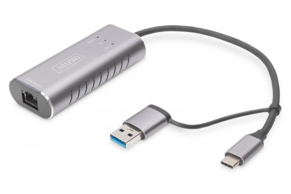 DIGITUS USB Type-C Gigabit Ethernet Adap. 2.5G USB-C+USB A