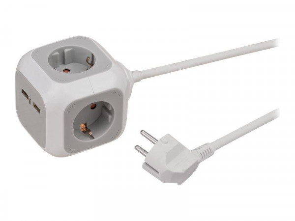 Steckdosenwürfel Brennenstuhl 4fach + 2x USB 1,4m Kabel