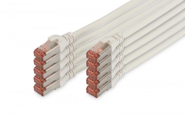 DIGITUS CAT 6 S/FTP Patchkabel, 10 Stück, 0,5m, weiß
