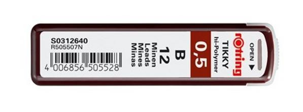 ROTRING Feinmine Dose Feinminen 12 Stück 0,5 B
