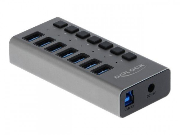 DELOCK Externer SuperSpeed USB Hub mit 7 Ports + Schalter