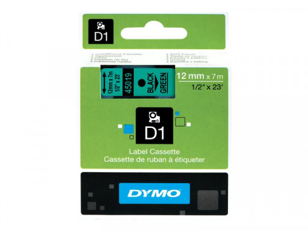 DYMO D1 Schriftband 45019 12mmx7.0m schwarz->grün