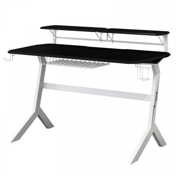 LC-POWER Gaming-Tisch GD1W (schwarze Platten/weißer Rahmen)