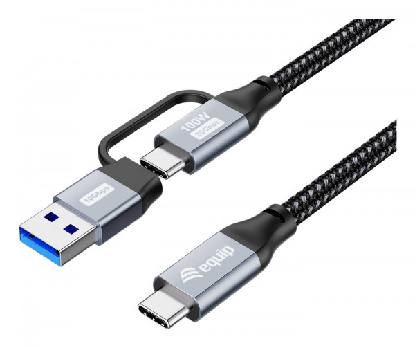 Equip Kabel USB-C 3.2 -> USB-C/A 1.00m 20Gbps schwarz