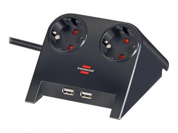 Tischsteckdose Brennenstuhl 2fach 1.8m 2-USB Ports 2100mA