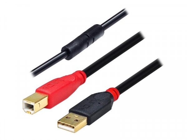 Lindy USB 2.0 Aktiv-Kabel Typ A/B M/M 15m