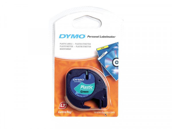 DYMO LetraTag-Band, Plastik 12mm x 4m schwarz auf grün