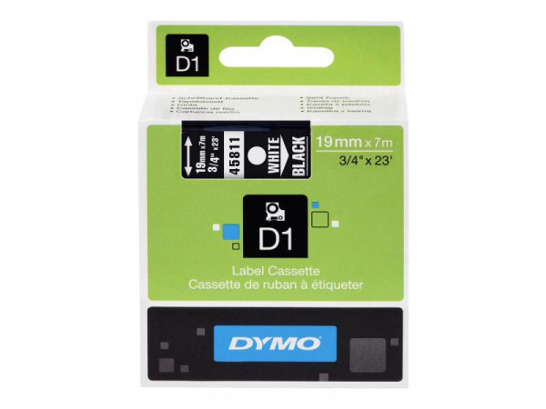 DYMO D1 Schriftband 45811 19mmx7.0m weiß ->schwarz