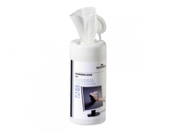 DURABLE Bildschirmreiniger Screenclean 100Feuchttücher weiß