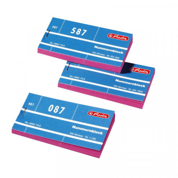 Herlitz Nummernblöcke 1-1000 10x100 Abrisse