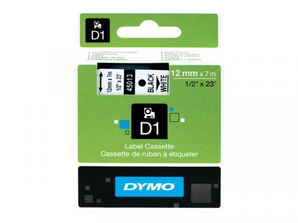 DYMO D1 Schriftband 45021 12mmx7.0m weiß ->schwarz