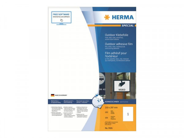 HERMA Etik. A4 Outdoor Klebefolie weiß 210x297 mm 50 St.