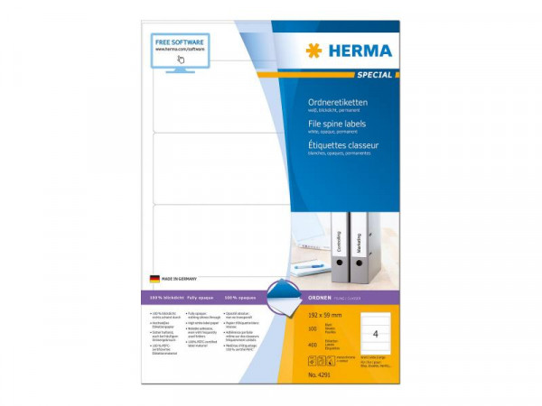 HERMA Ordneretiketten A4 weiß 192x59 mm Papier opak 400 St.