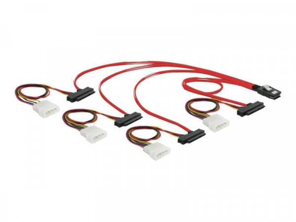 SAS Kabel Delock Mini SAS 36Pin -> 4x SAS 29Pin + 4Pin Molex
