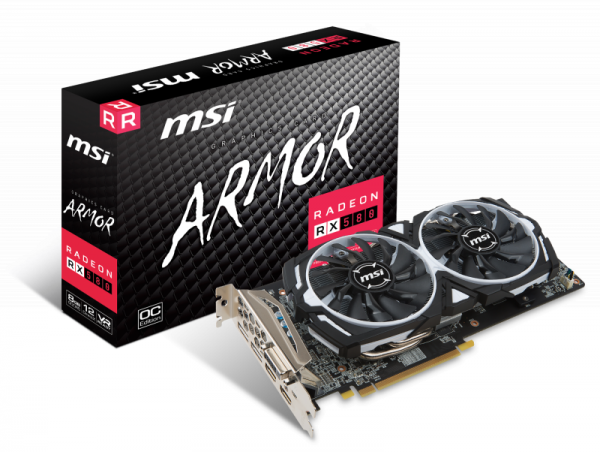 MSI Radeon RX 580 ARMOR 8G OC 8192MB,PCI-E,DVI,HDMI,DP