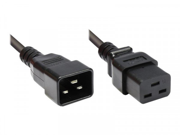 Kaltgeräteverlängerung IEC C19 -> IEC C20 Bu/St 1.80m