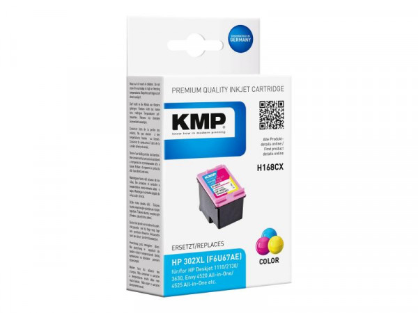 KMP Patrone HP F6U67AE NR.302XL color 350 S. H168CX refilled