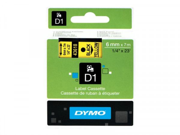 DYMO D1 Schriftband 6mmx7.0m schwarz->gelb