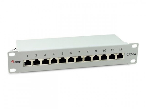 Equip Patchpanel 12x RJ45 Cat6A 10" FTP 1HE Premium hellgrau