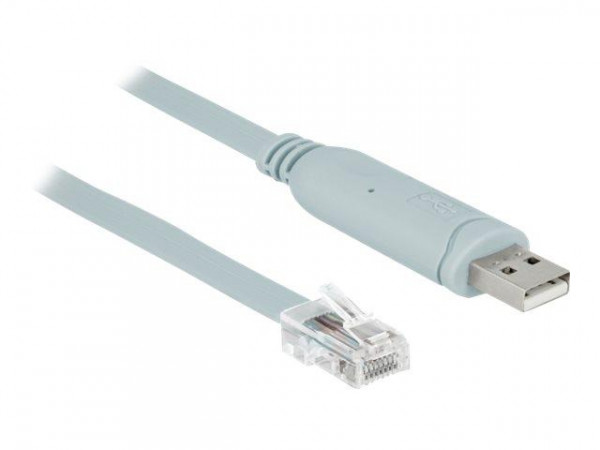 DELOCK Adapter USB2.0/A St > Seriell RS232 RJ45 St 1.0m grau