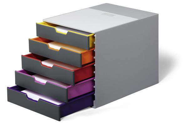 DURABLE Schubladenbox VARICOLOR 5 Fächer Etiketten mehrfbg