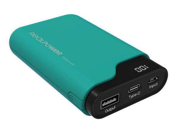 Powerbank RealPower grün Type-C 7500