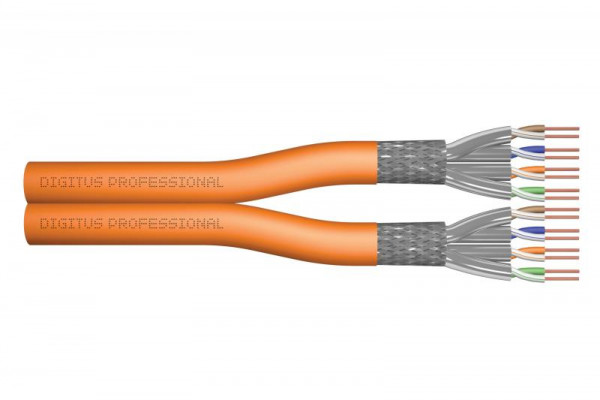 DIGITUS Instal-kab Cat7 S/FTP tw.Pair 100m orange AWG23/1