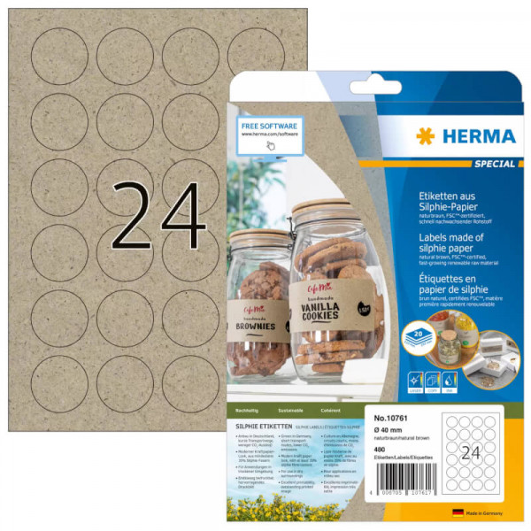 HERMA Etiketten Silphie A4 20 Blatt 40mm Rund