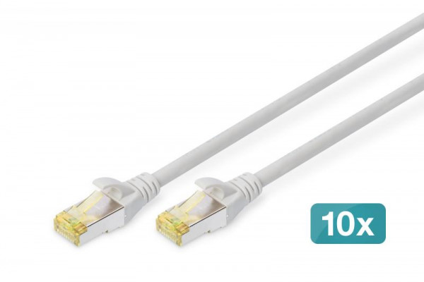 DIGITUS CAT 6A S/FTP Patchkabel, 10 Stück, 0,25m, grau