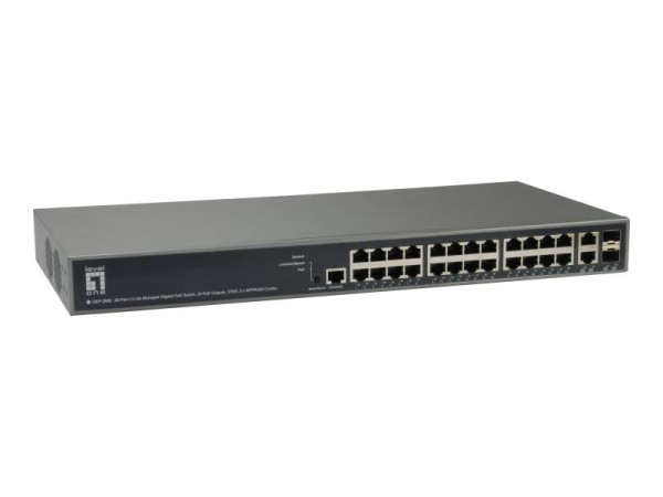 LevelOne Switch 26x GE GEP-2682 2xGSFP 370W 24xPoE