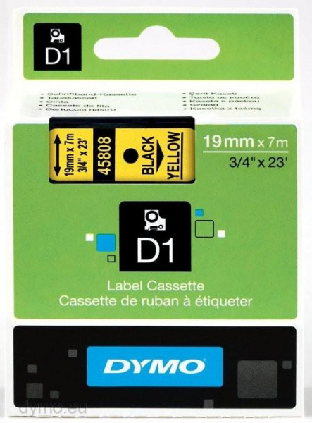 DYMO D1 Schriftband 45808 19mmx7.0m schwarz->gelb