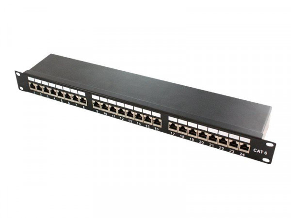 LogiLink 19" Cat.6A Patchpanel, 24-Port, STP,Einbau,schwarz
