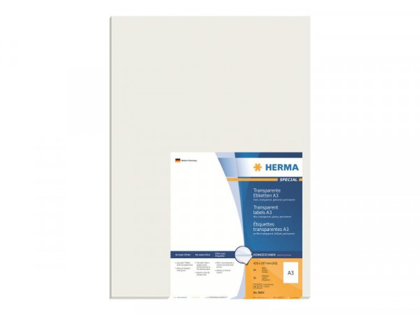 HERMA A3-Etiketten transp. 297x420 mm Folie glänzend 50 St.
