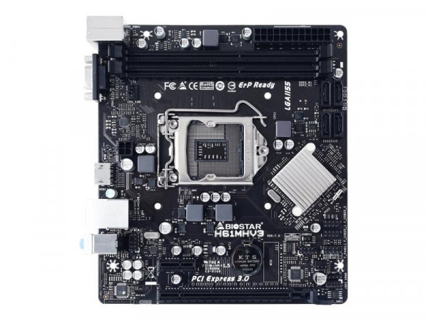 Mainboard Biostar H61MHV3 (H61,S1155,mATX,DDR3,Intel)