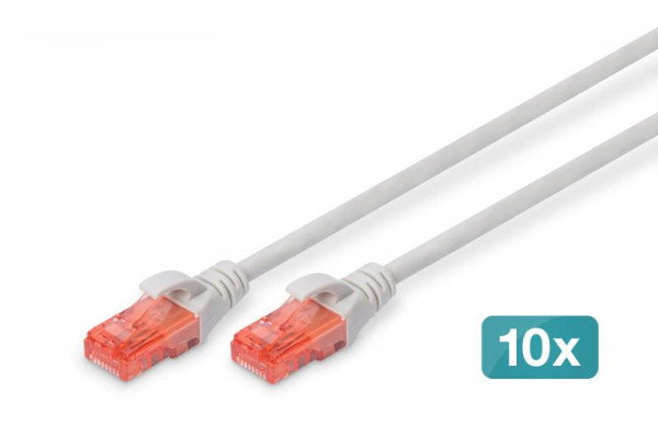 DIGITUS CAT 6 U/UTP Patchkabel - LSZH, 10 Stück, 0,5m, grau
