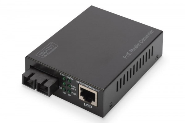 DIGITUS Konverter Gigabit PoE Singlem.Media RJ45/SC SM PSE