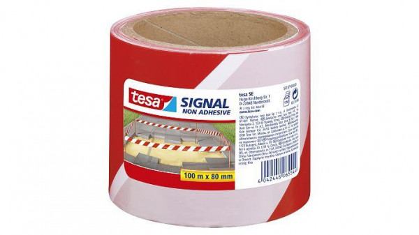 tesa Signal Absperrband nicht klebend 100m 80mm rot/weiß