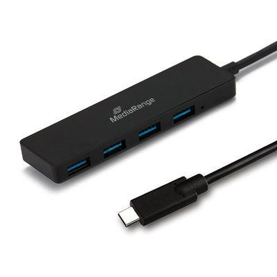 MediaRange USB Type-C auf USB 3.0 Verteiler 1:4 schwarz
