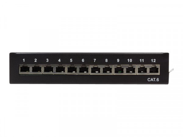 LogiLink Patchpanel Tisch/Wand Cat.6 STP 12 Ports, schwarz
