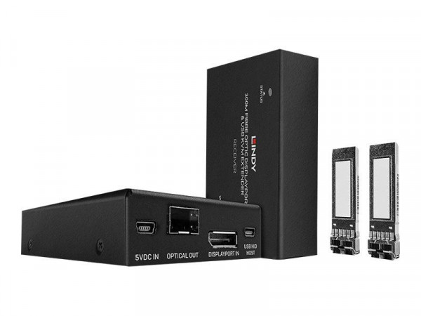 Lindy 300m Fibre Optic DisplayPort 1.2 KVM Extender