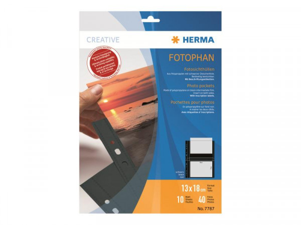 HERMA Fotosichthüllen 130 x 180 mm quer schwarz 10 Hüllen