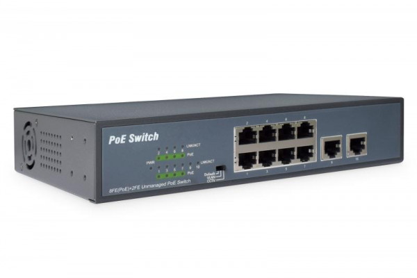 DIGITUS 8-Port Fast Etherent PoE-Switch + 2 Uplinks