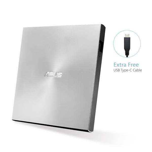 ASUS SDRW-08U9M-U ZenDrive U9M silber, externes DVD Laufwerk mit USB-C Kabel