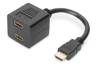 DIGITUS HDMI Y-Verteilerkabel, 0,2m, gold-schwarz