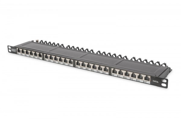 DIGITUS Patchpanel 0,5HE 24-Port Cat6a geschirmt schwarz